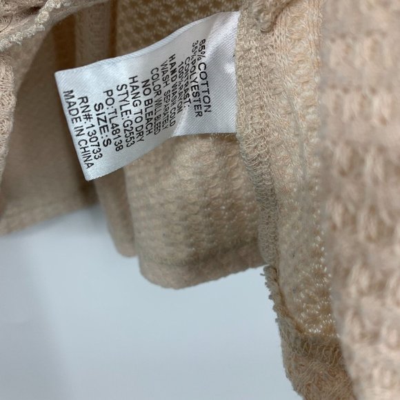 Umgee Top Waffle Knit Patchwork Flare Sleeve V Neck Tunic Pockets - Picture 7 of 11